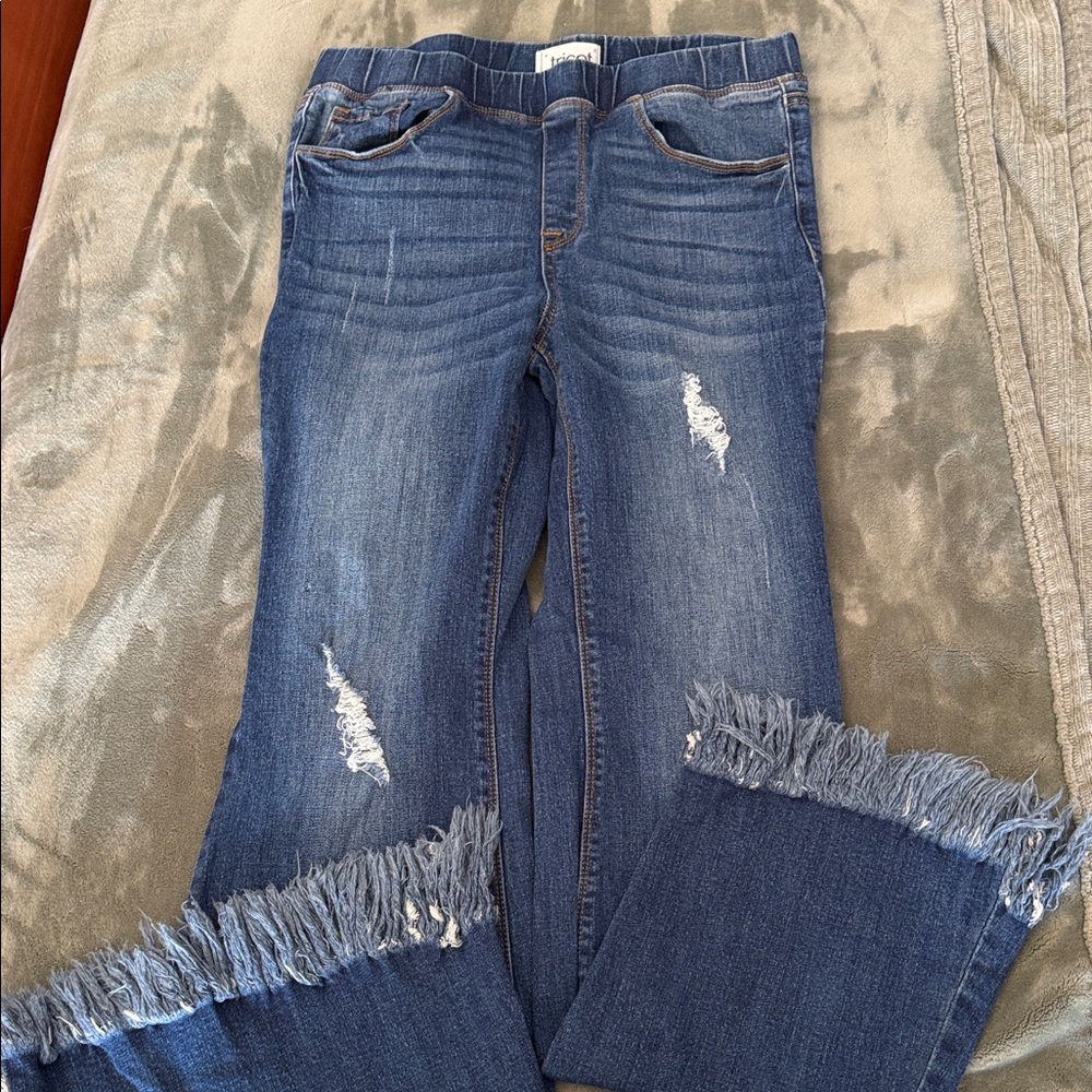 Frayed Hem Denim Flare Jeans